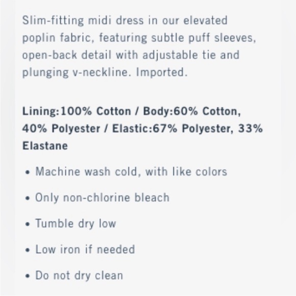 ABERCROMBIE Puff Sleeve Slim Poplin Midi Dress - Picture 6 of 6